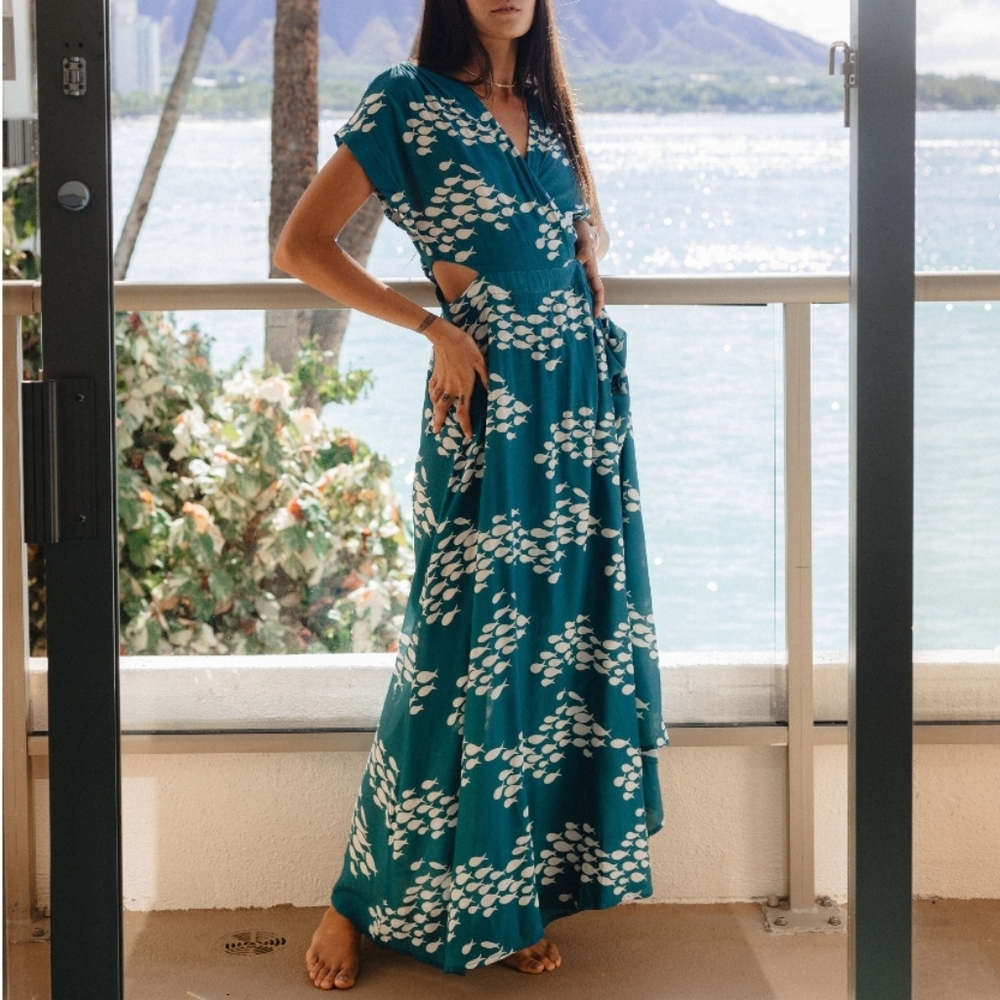 Reserved Ava Sky Dress Bardot XS
